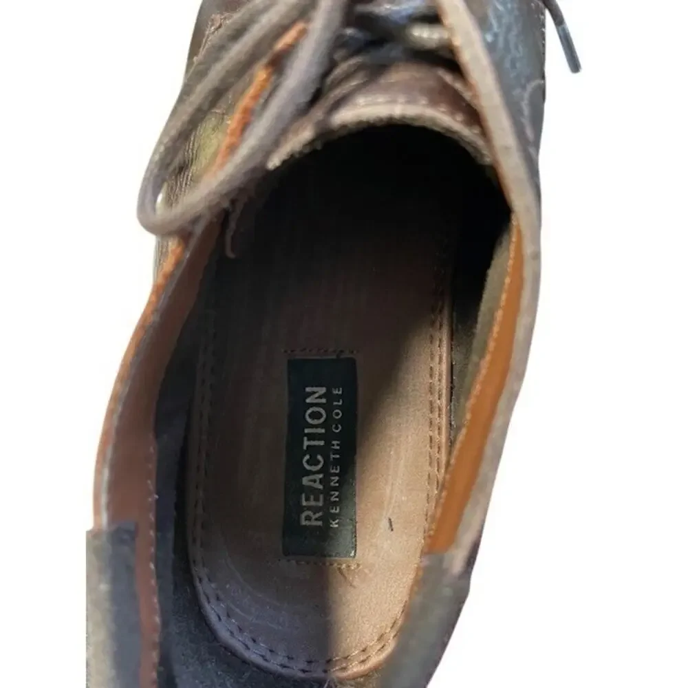 Kenneth Cole Reaction Brown Leather Chukka Boots Men's Size 12 Modern Classic